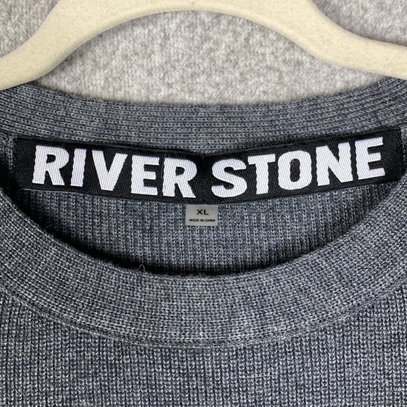River Stone wool blend sweater XL ribbed soft heavy weight split side hems - Picture 2 of 11
